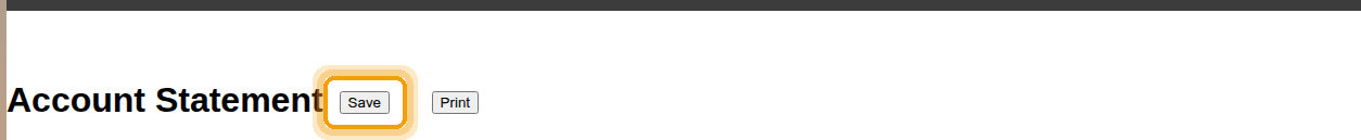 Account Statement page with the Save button highlighted